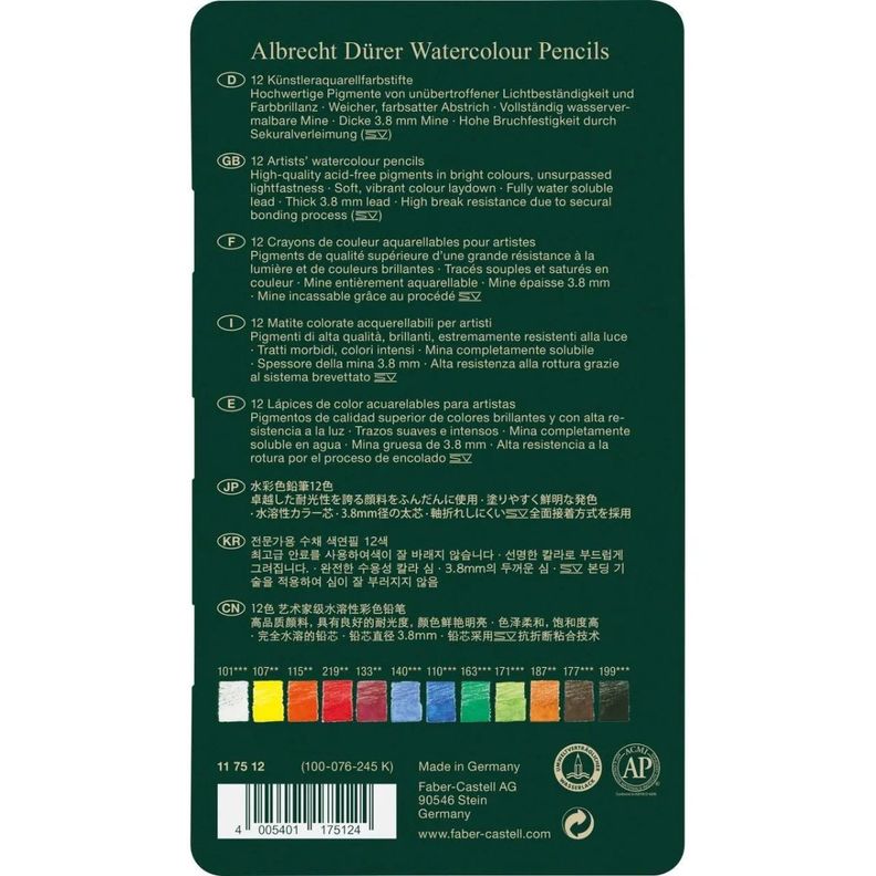 Set 12 Lápices Acuarela Albrecht Durer Faber Castell-2