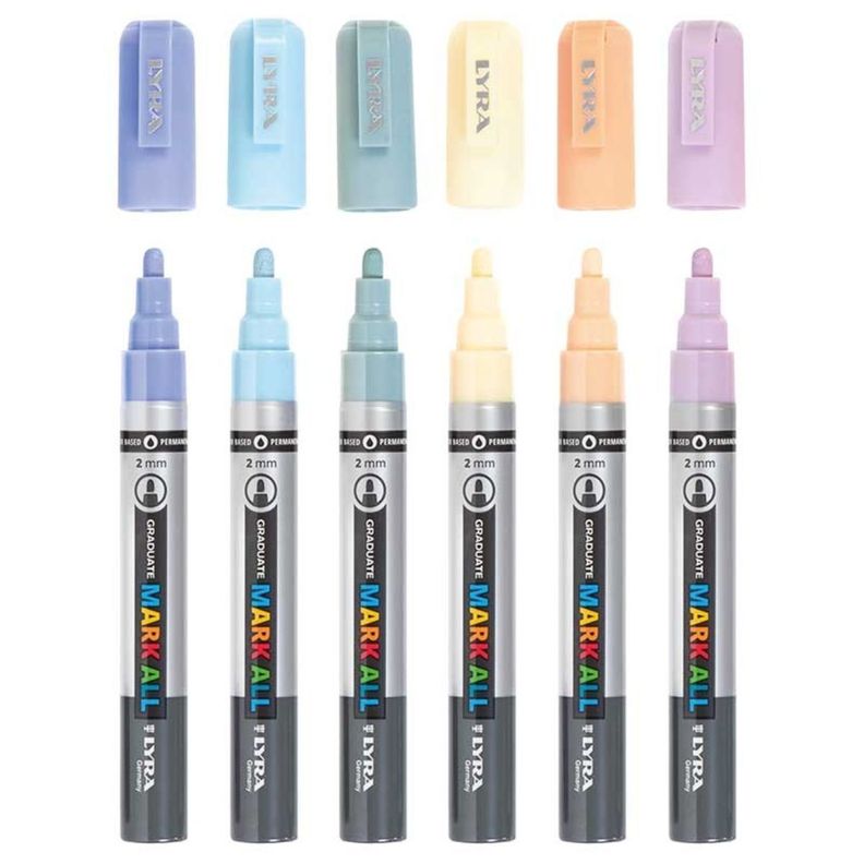 Set 6 Marcadores Acrílicos Colores Pasteles Mark All 2mm-1