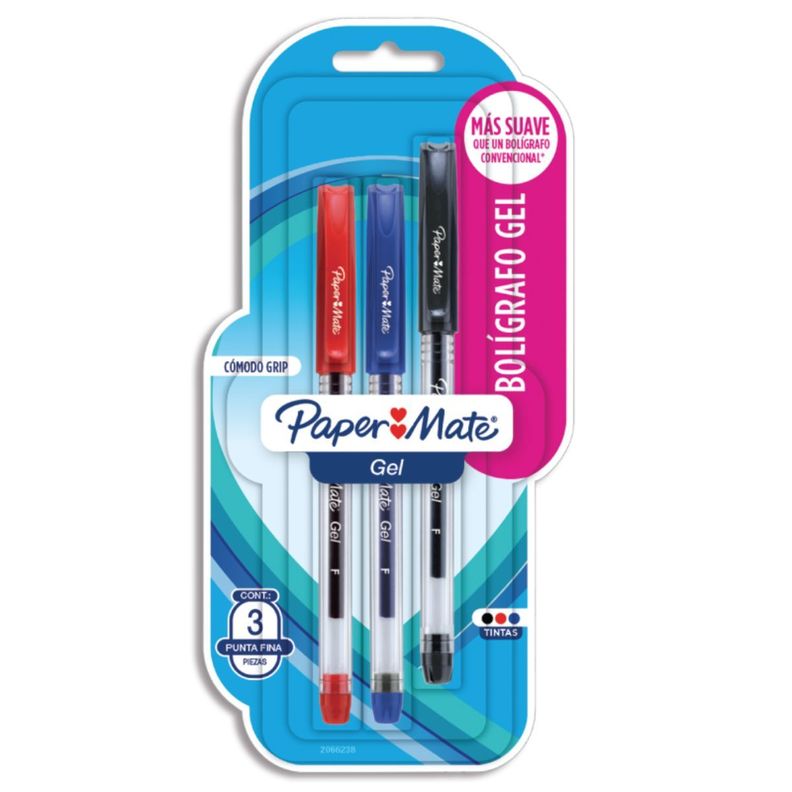 Boligrafo Gel Paper Mate Ultra Fino Surtido Blister X3