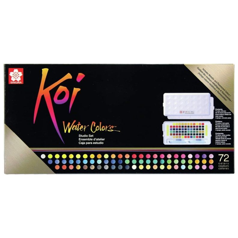 Set de Acuarelas Koi 72 Pastillas con Pincel de Agua-0