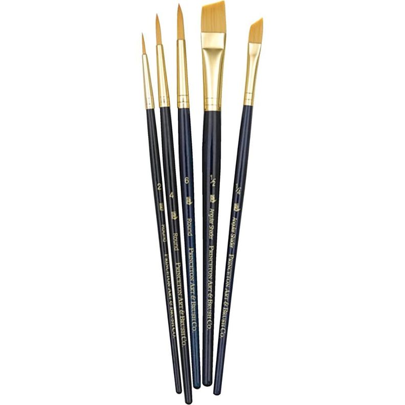 Set 5 Pinceles Princeton Mango Corto Pelo Taklon Dorado (2)-0