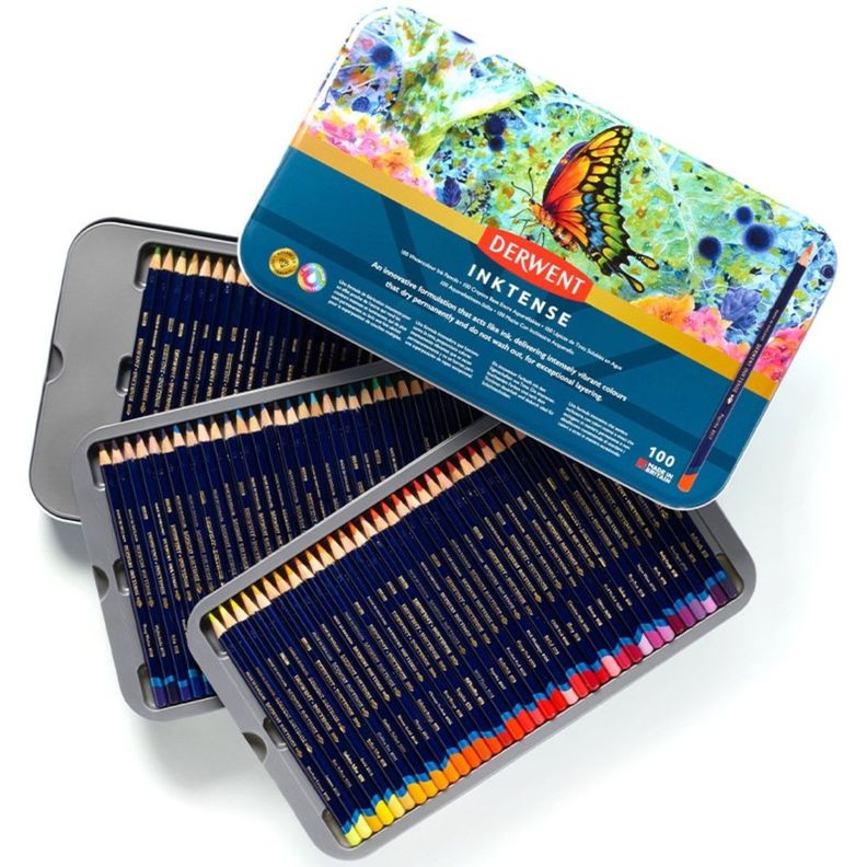 Set 100 Colores Lápices Derwent Inktense Acuarelables-0