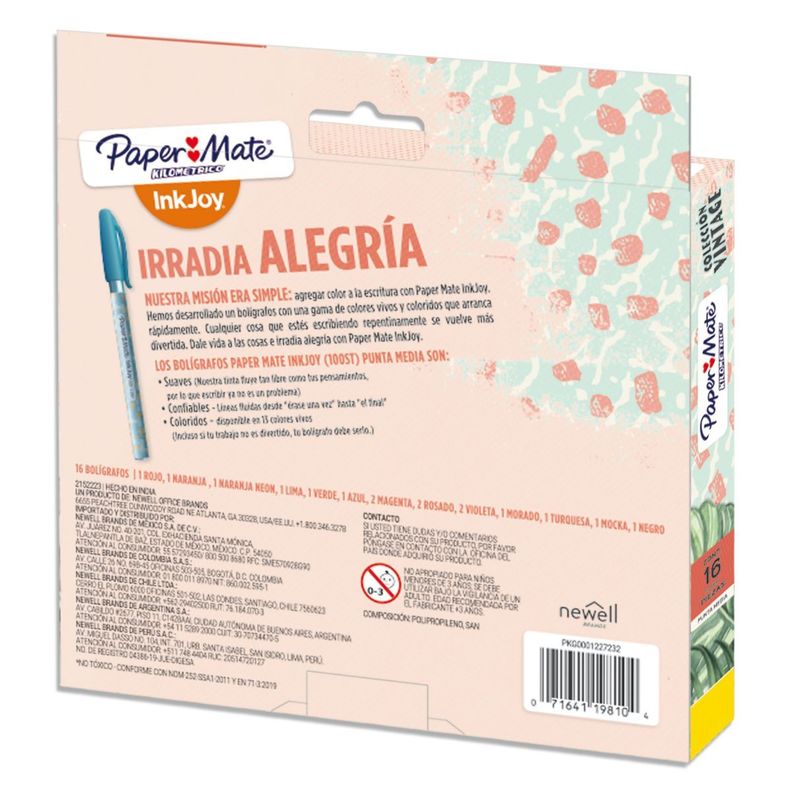 Bolígrafo Inkjoy Paper Mate Colección Vintage Surtidos x16-2