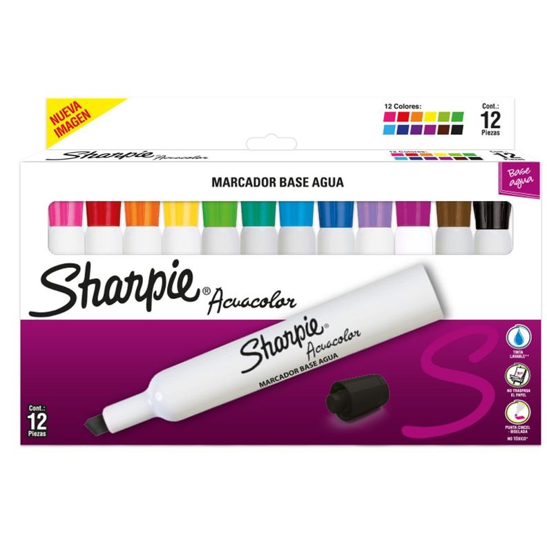 Set Marcadores Sharpie Acuacolor 12 Colores Surtidos-0