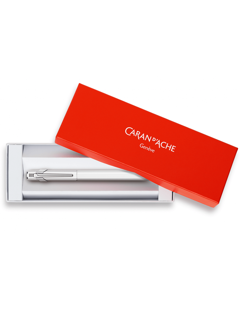 Pluma Metalica Caran d Ache 849 Blanca-1