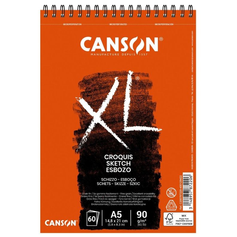 Croquera Dibujo Canson XL Croquis 90gr A5-0