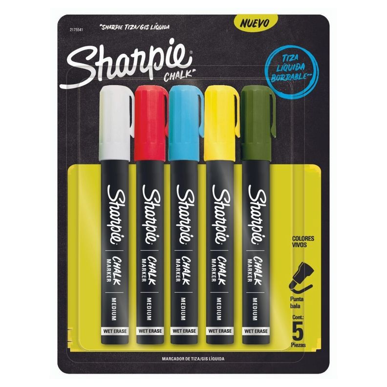Set 5 Marcadores Sharpie de Tiza Líquida Borrable Surtido-0