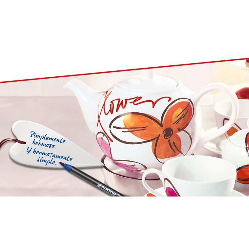 Marcadores Porcelana Edding Punta Pincel Set Colores Cálidos-2