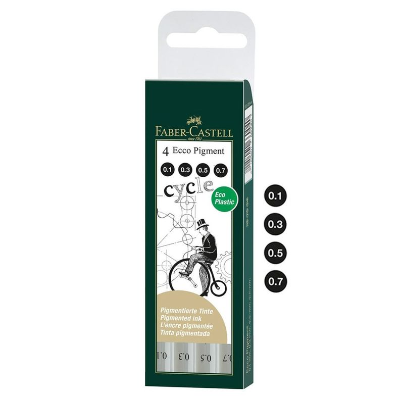 Set 4 Tiralíneas Negros Pitt Faber Castell Ecco Pigment-0