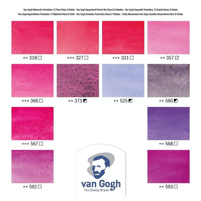 Acuarela en Pastillas Van Gogh Set 12 Rosas y Violetas-4
