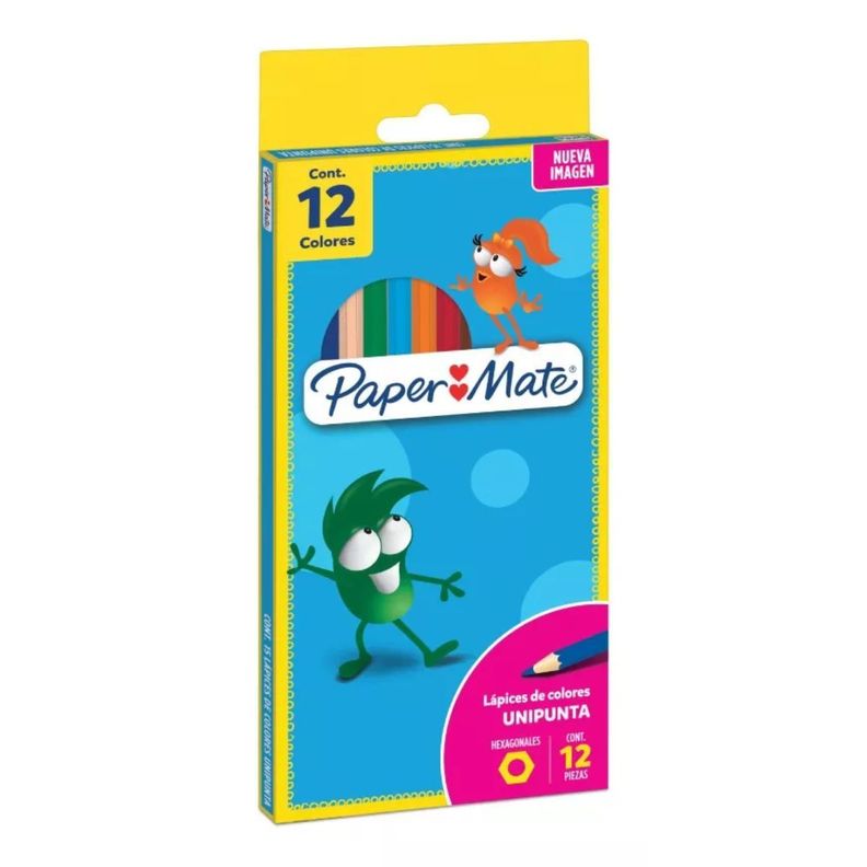 Lapices De Color Largos Hexagonal Paper Mate Estuche X12-0