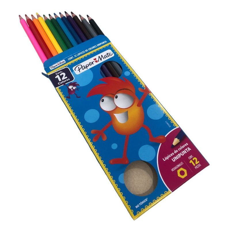 Lapices De Color Largos Hexagonal Paper Mate Estuche X12-1