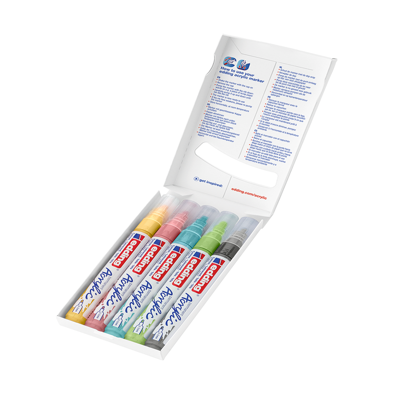 Marcadores Acrílicos Edding 5100 Set 5 Colores Pasteles-1