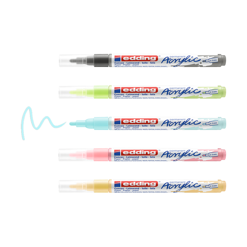 Marcadores Acrílicos Edding 5100 Set 5 Colores Pasteles-3