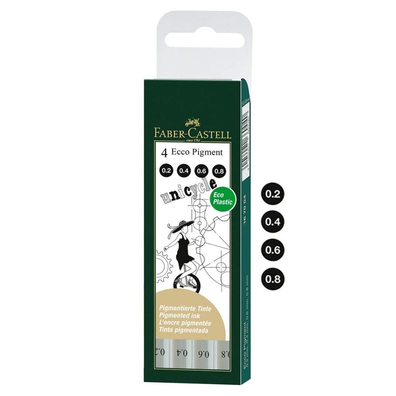 Set 4 Ecco Pigment Tiralíneas Negros Pitt Faber Castell-0