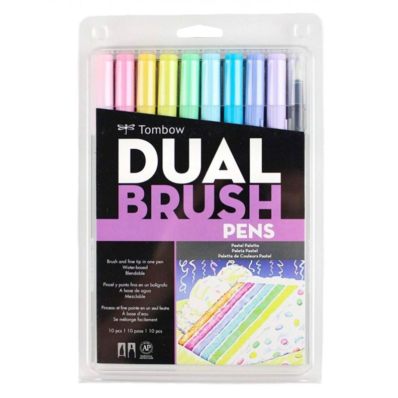 Set Marcadores Tombow Dual Brush Pastel 10 colores-0
