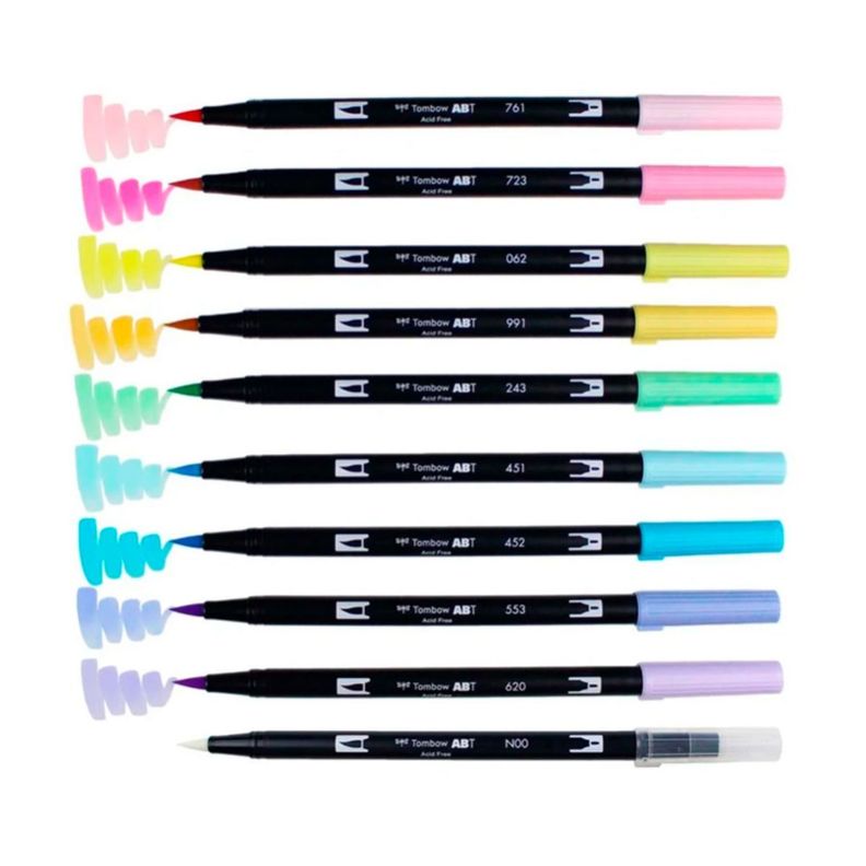 Set Marcadores Tombow Dual Brush Pastel 10 colores-1
