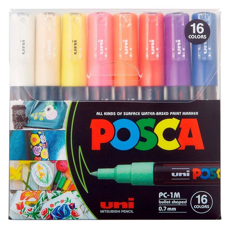 Marcadores Posca 1M Set 16 Colores Básicos-0