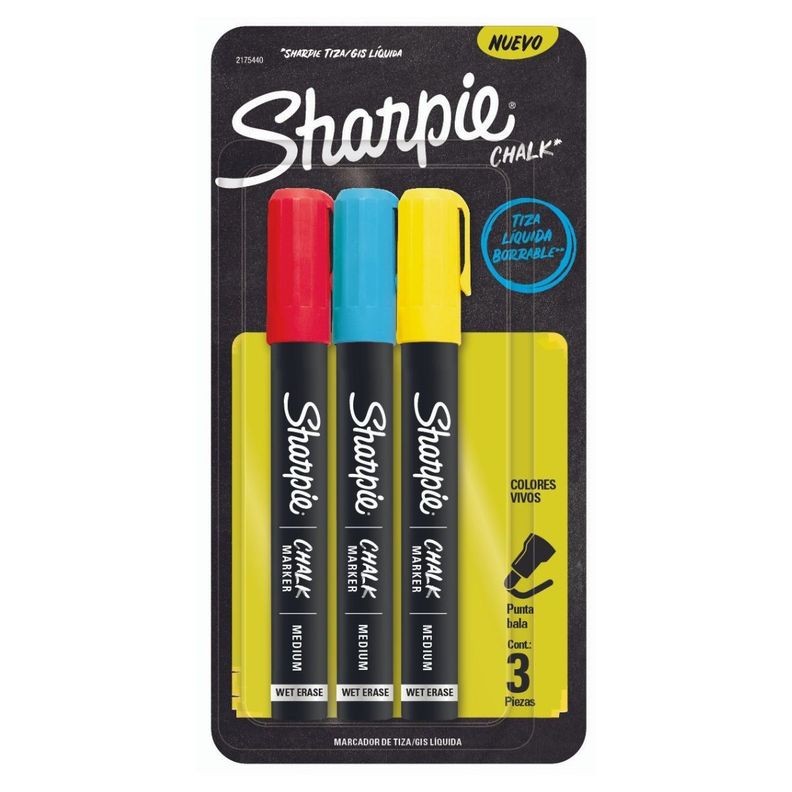 Set 3 Marcadores Sharpie de Tiza Líquida Borrable Primarios-0