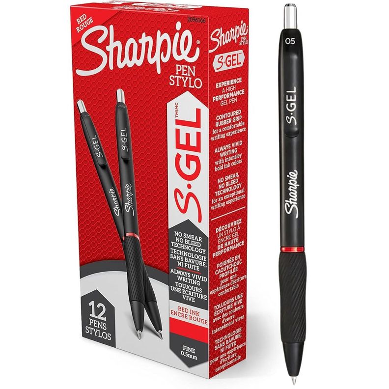 Lapiz Gel Sharpie Punta Ultrafina Rojo x12-0