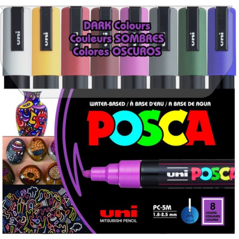 Marcadores Posca 5M Set 8 Colores Oscuros-0
