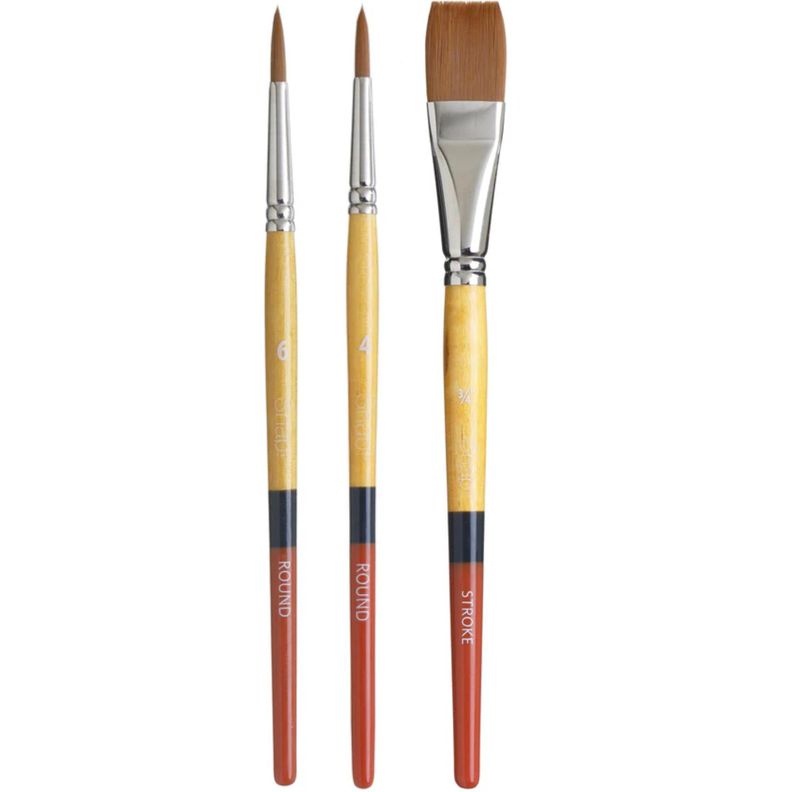 Set 3 Pinceles Princeton Mango Corto Pelo Dorado-4