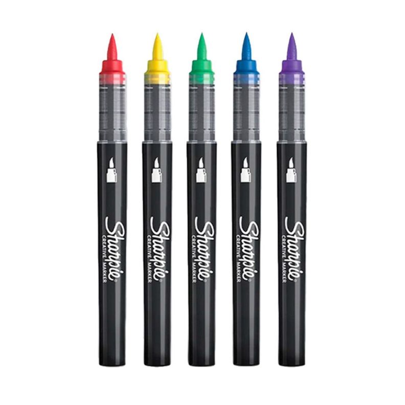 Set 5 Marcadores Acrílicos Sharpie Punta Pincel Colores-1