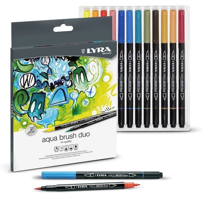 Marcadores Lyra Aqua Brush Duo Set 12 Colores-0