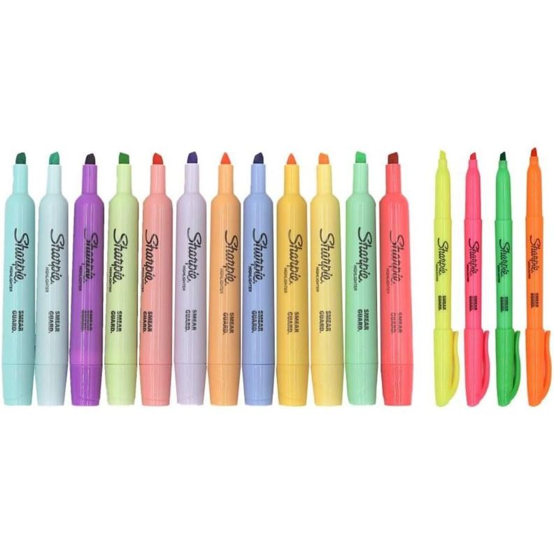 Set 16 Destacadores Sharpie Tonos Pasteles Punta Biselada-1
