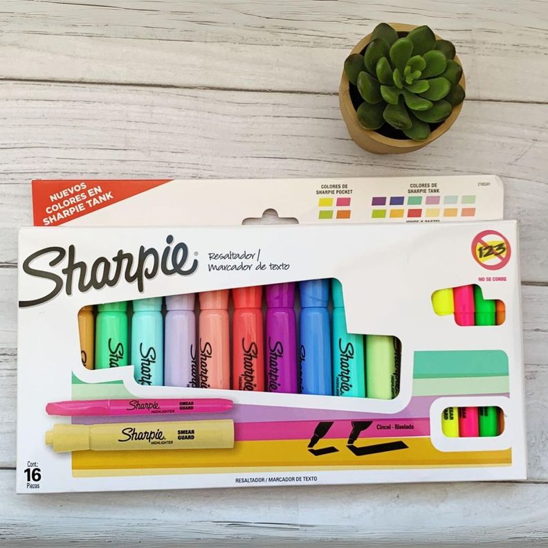 Set 16 Destacadores Sharpie Tonos Pasteles Punta Biselada-4
