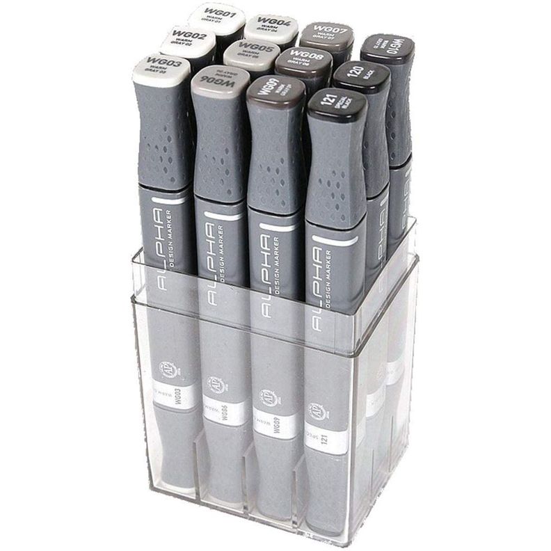 Marcadores Alpha Design Gris Cálido Set 12 Colores-0