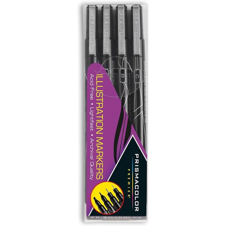 Tiralíneas y Marcador Prismacolor Premier Set 4 Negros-0