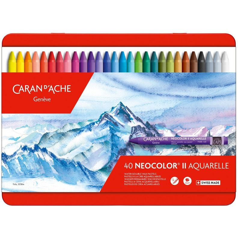 Pasteles De Cera Neocolor II Caran d Ache Set 40 Colores-0