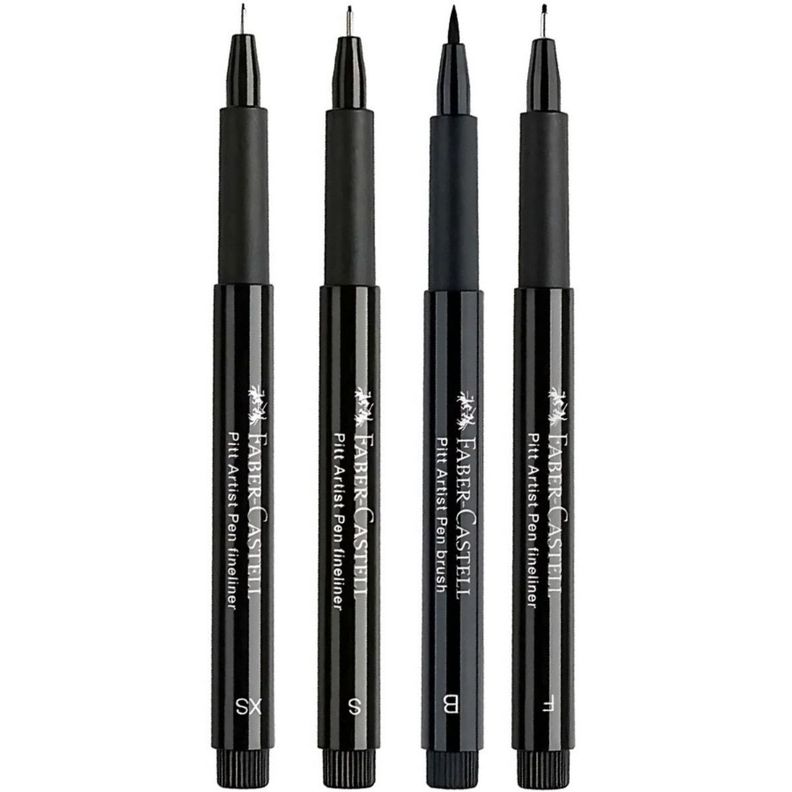 Set 4 Tiralíneas Manga Negros Pitt Artist Pen Faber Castell-1