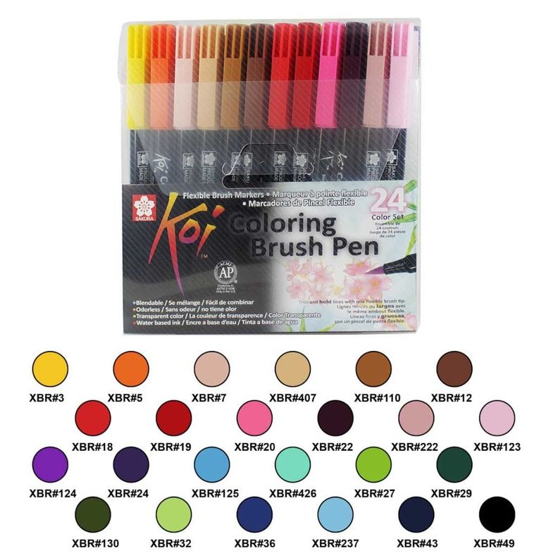 Set 24 Marcadores Koi Lettering Acuarelables Punta Pincel-1