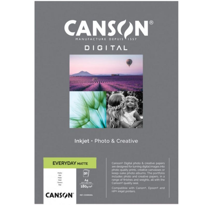 Papel Fotográfico Canson Digital Mate 180gr A4 50 Hojas-0