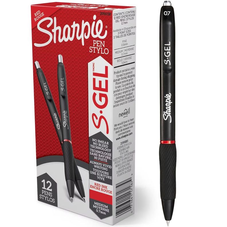Lapiz Gel Sharpie Punta Fina Rojo x12-0