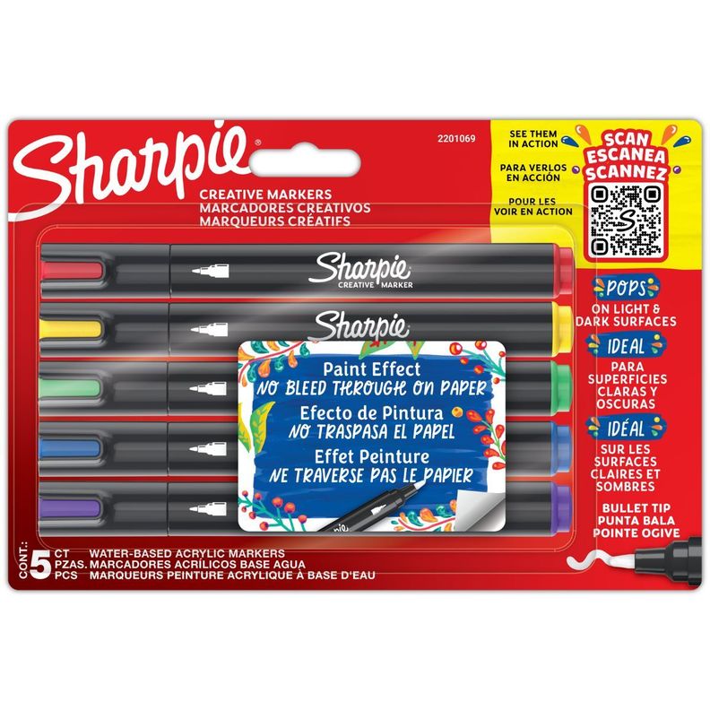 Set 5 Marcadores Acrílicos Sharpie Punta Bala Colores-2