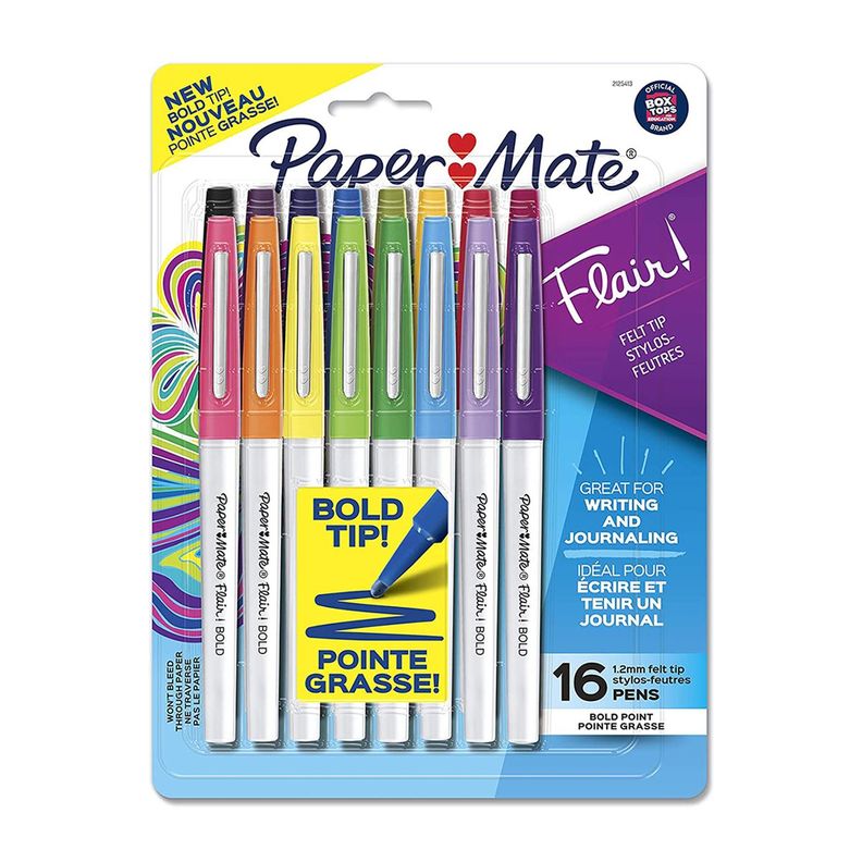 Marcadores Paper Mate Flair Punta Gruesa 16 Colores-0