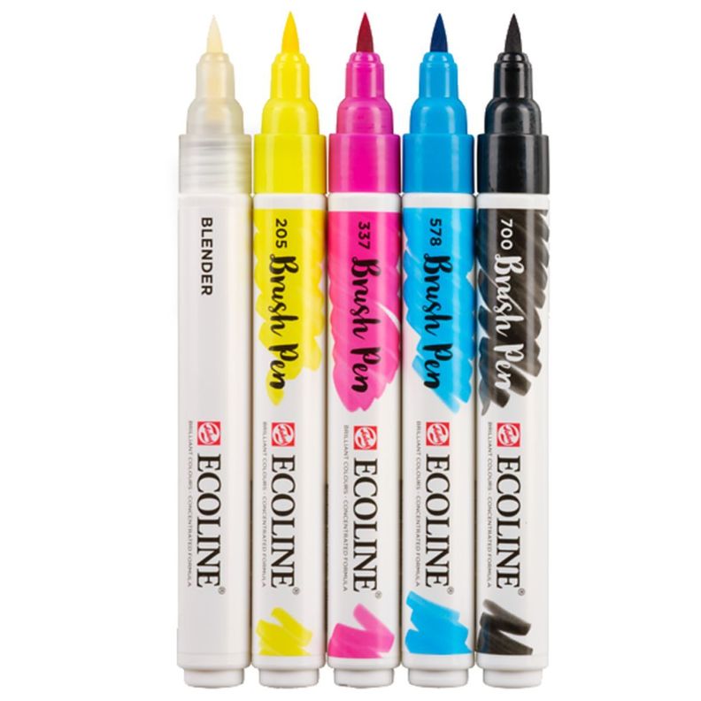 Marcadores Acuarela Ecoline Set 5 Colores Primarios-0