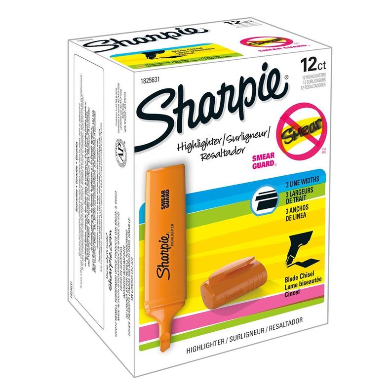 Destacador Sharpie Blade Naranjo Caja x12-0