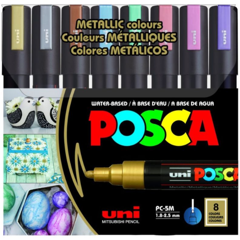 Marcadores Posca 5M Set 8 Colores Metálicos-1
