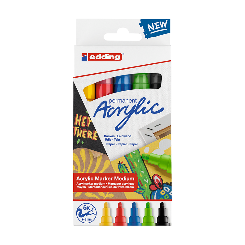 Marcadores Acrílicos Edding 5100 Set 5 Colores Básicos-0