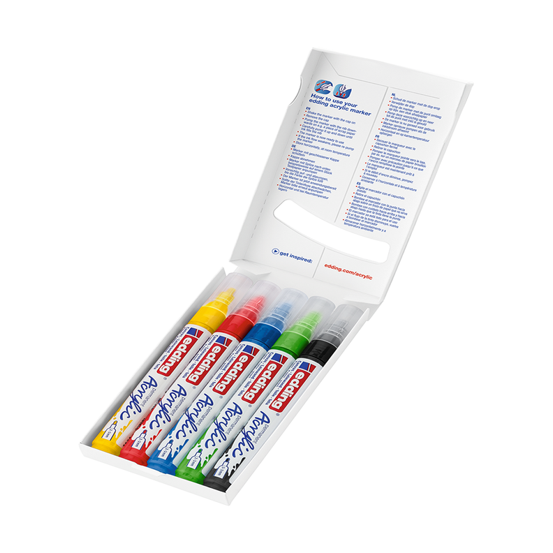 Marcadores Acrílicos Edding 5100 Set 5 Colores Básicos-1