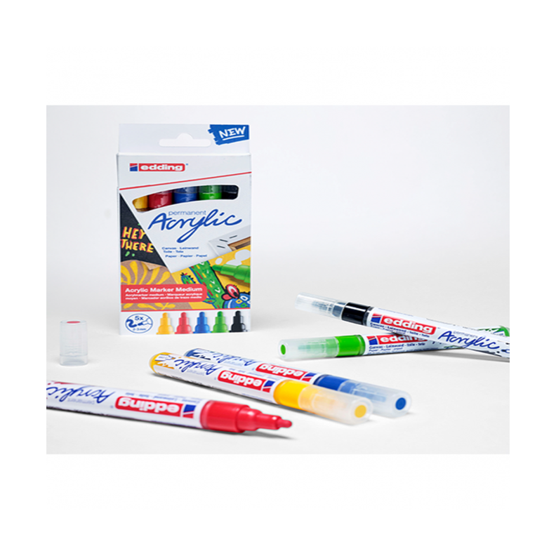Marcadores Acrílicos Edding 5100 Set 5 Colores Básicos-3