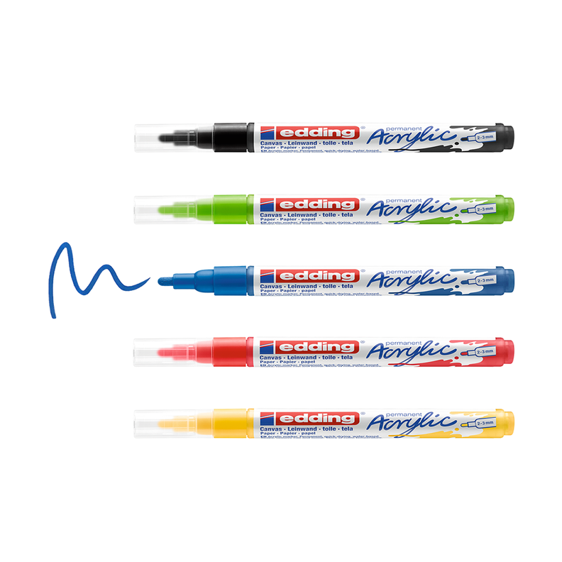 Marcadores Acrílicos Edding 5100 Set 5 Colores Básicos-4