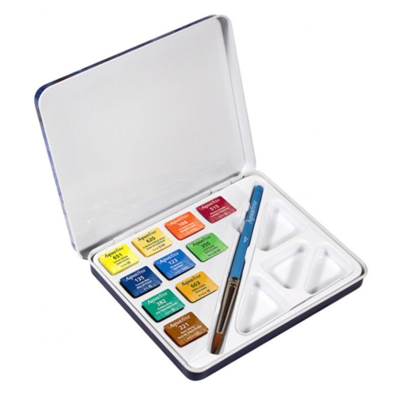 Set 10 Acuarelas Pastillas Daler Rowney Aquafine Mini Travel-1