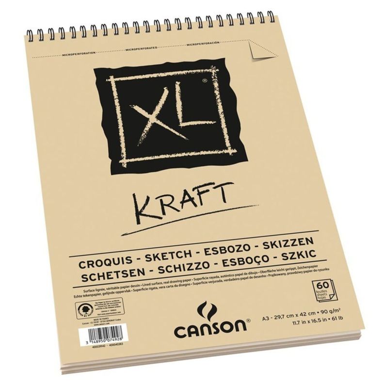 Croquera Dibujo Canson XL Kraft 90gr A3 (29 x 42 cm) 60 hjs-0