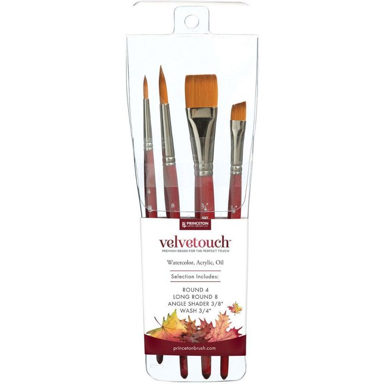 Set 4 Pincel Técnica Mixta Velvetouch Princeton Sintético-0