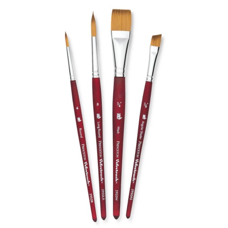 Set 4 Pincel Técnica Mixta Velvetouch Princeton Sintético-1